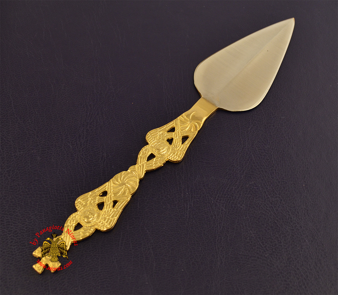 Proskomidia Spear Lance for Holy Communion Bread with Gold Plated Hilt 21cm long